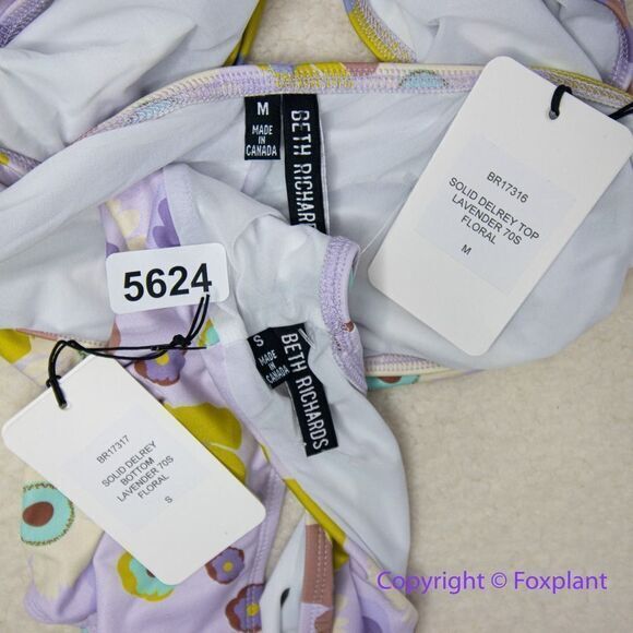 New! Set! Beth Richards Delrey Bikini Top and bottom, 70’s floral bikini, M+S - Picture 12 of 12